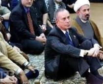 Mayor Bloomberg on prayer rug with this buddies