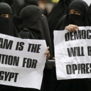 Muslim women demonstrate against democracy in Egypt