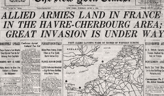 D-Day Newspaper after FDR prayer