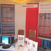 Religious Freedom Coalition booth at the 2013 Values Voter Summit exposing the evils of Saudi Arabia